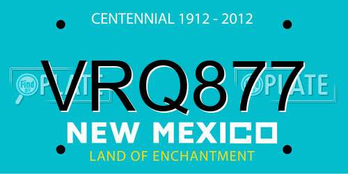 VRQ877 New Mexico License Plate