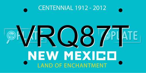 VRQ87T New Mexico License Plate