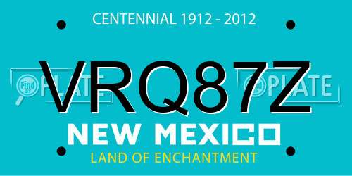 VRQ87Z New Mexico License Plate