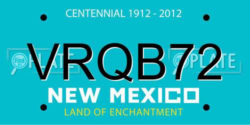 VRQB72 New Mexico License Plate