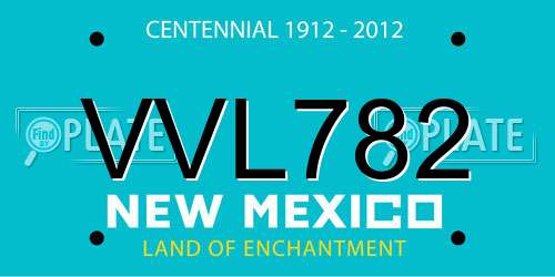 VVL782 New Mexico License Plate