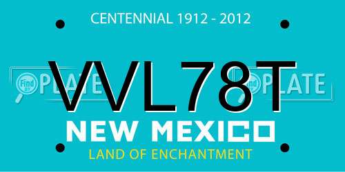 VVL78T New Mexico License Plate
