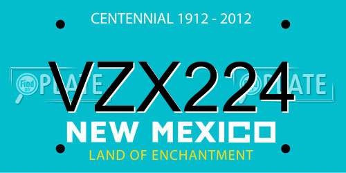 VZX224 New Mexico License Plate
