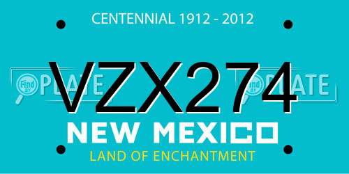VZX274 New Mexico License Plate