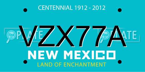 VZX77A New Mexico License Plate
