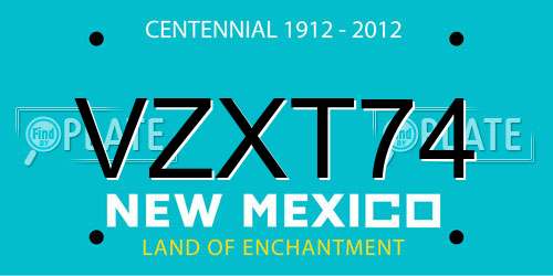 VZXT74 New Mexico License Plate