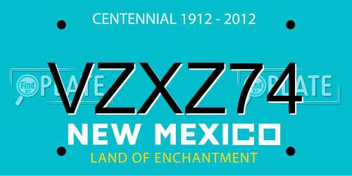 VZXZ74 New Mexico License Plate
