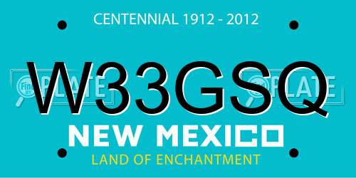 W33GSQ New Mexico License Plate