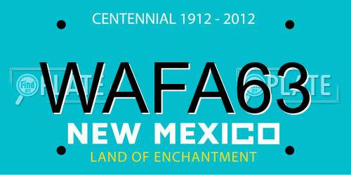 WAFA63 New Mexico License Plate