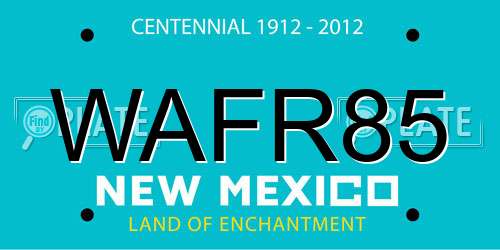 WAFR85 New Mexico License Plate