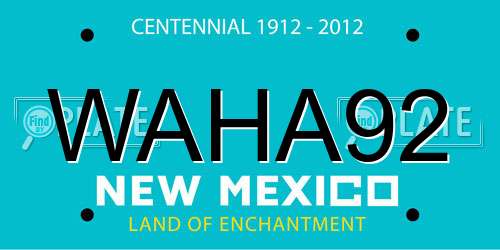 WAHA92 New Mexico License Plate