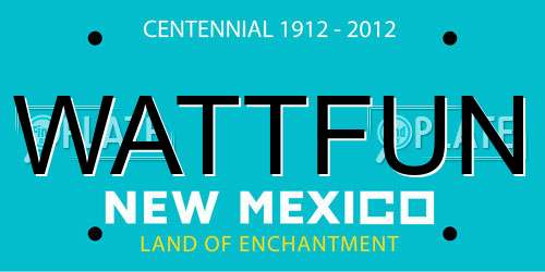 WATTFUN New Mexico License Plate