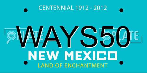 WAYS50 New Mexico License Plate