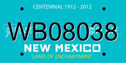 WB08038 New Mexico License Plate