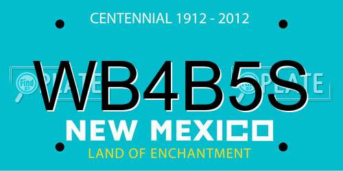 WB4B5S New Mexico License Plate