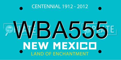 WBA555 New Mexico License Plate