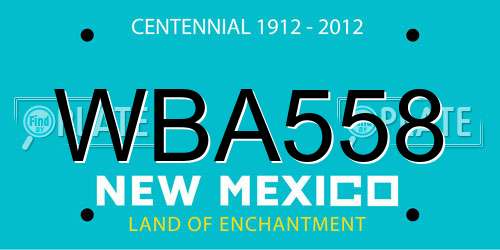 WBA558 New Mexico License Plate