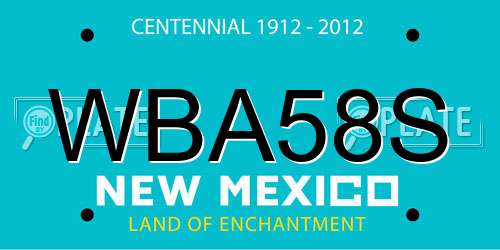 WBA58S New Mexico License Plate