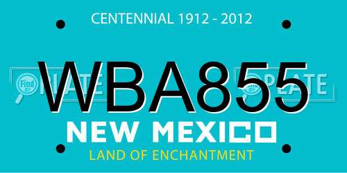 WBA855 New Mexico License Plate