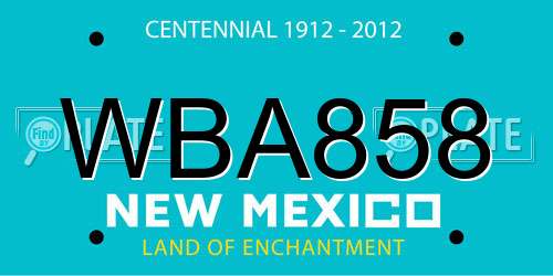 WBA858 New Mexico License Plate