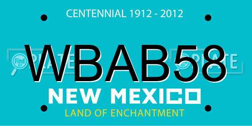 WBAB58 New Mexico License Plate