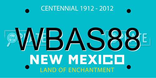WBAS88 New Mexico License Plate