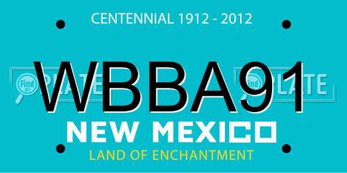 WBBA91 New Mexico License Plate