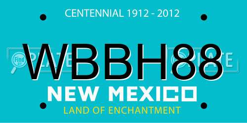 WBBH88 New Mexico License Plate