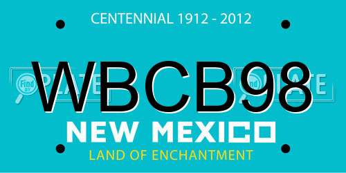 WBCB98 New Mexico License Plate