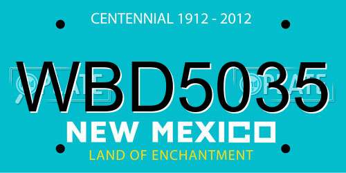 WBD5035 New Mexico License Plate