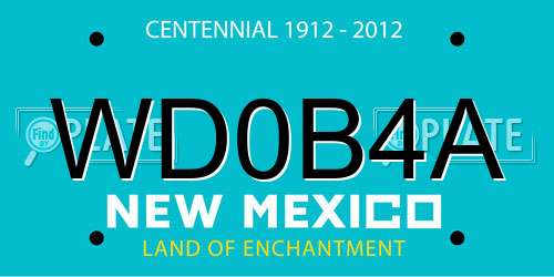 WD0B4A New Mexico License Plate