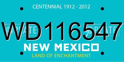 WD116547 New Mexico License Plate