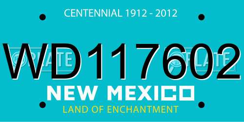 WD117602 New Mexico License Plate