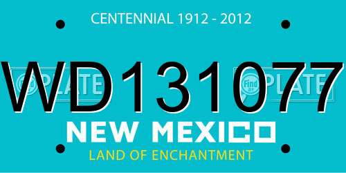 WD131077 New Mexico License Plate