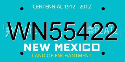 WN55422 New Mexico License Plate