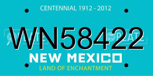 WN58422 New Mexico License Plate