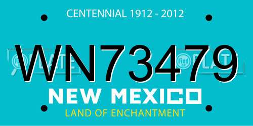 WN73479 New Mexico License Plate