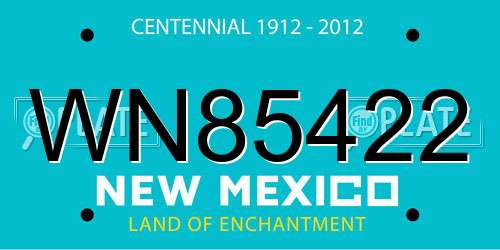 WN85422 New Mexico License Plate