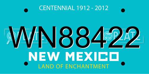 WN88422 New Mexico License Plate