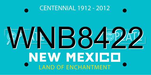 WNB8422 New Mexico License Plate