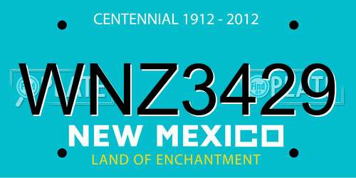 WNZ3429 New Mexico License Plate