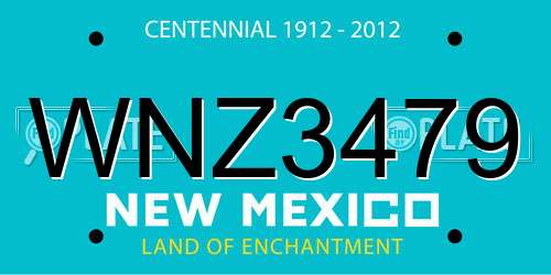 WNZ3479 New Mexico License Plate