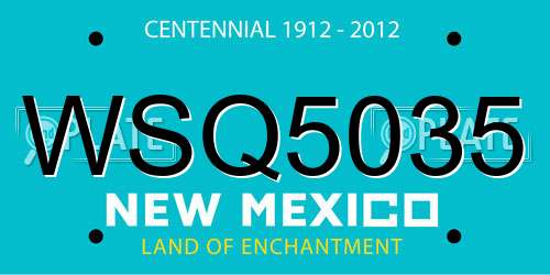 WSQ5035 New Mexico License Plate