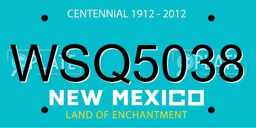WSQ5038 New Mexico License Plate