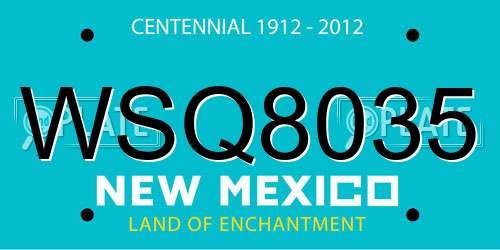 WSQ8035 New Mexico License Plate