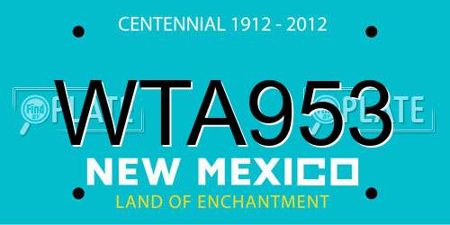 WTA953 New Mexico License Plate