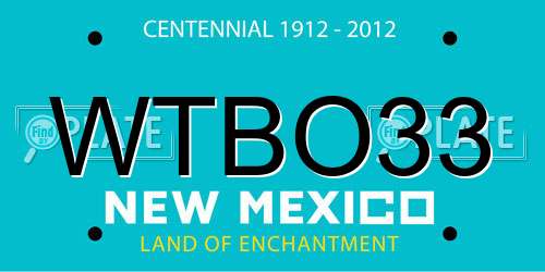WTBO33 New Mexico License Plate