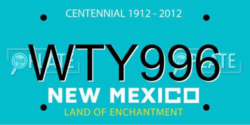 WTY996 New Mexico License Plate
