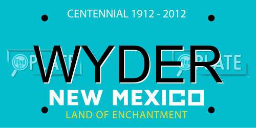 WYDER New Mexico License Plate