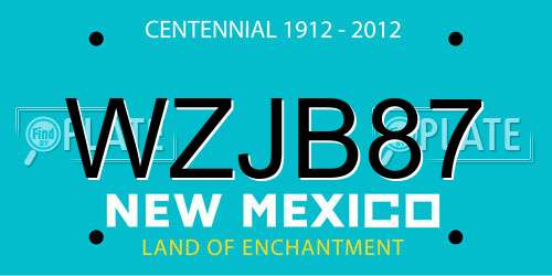 WZJB87 New Mexico License Plate